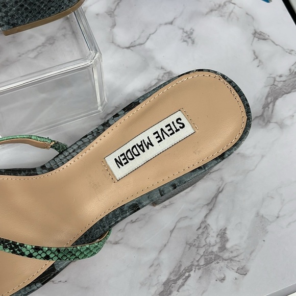 STEVE MADDEN Issy Strappy Block Heel Sandal Multicolor‎ Snakeskin Print Sz 9.5 M - Picture 5 of 9